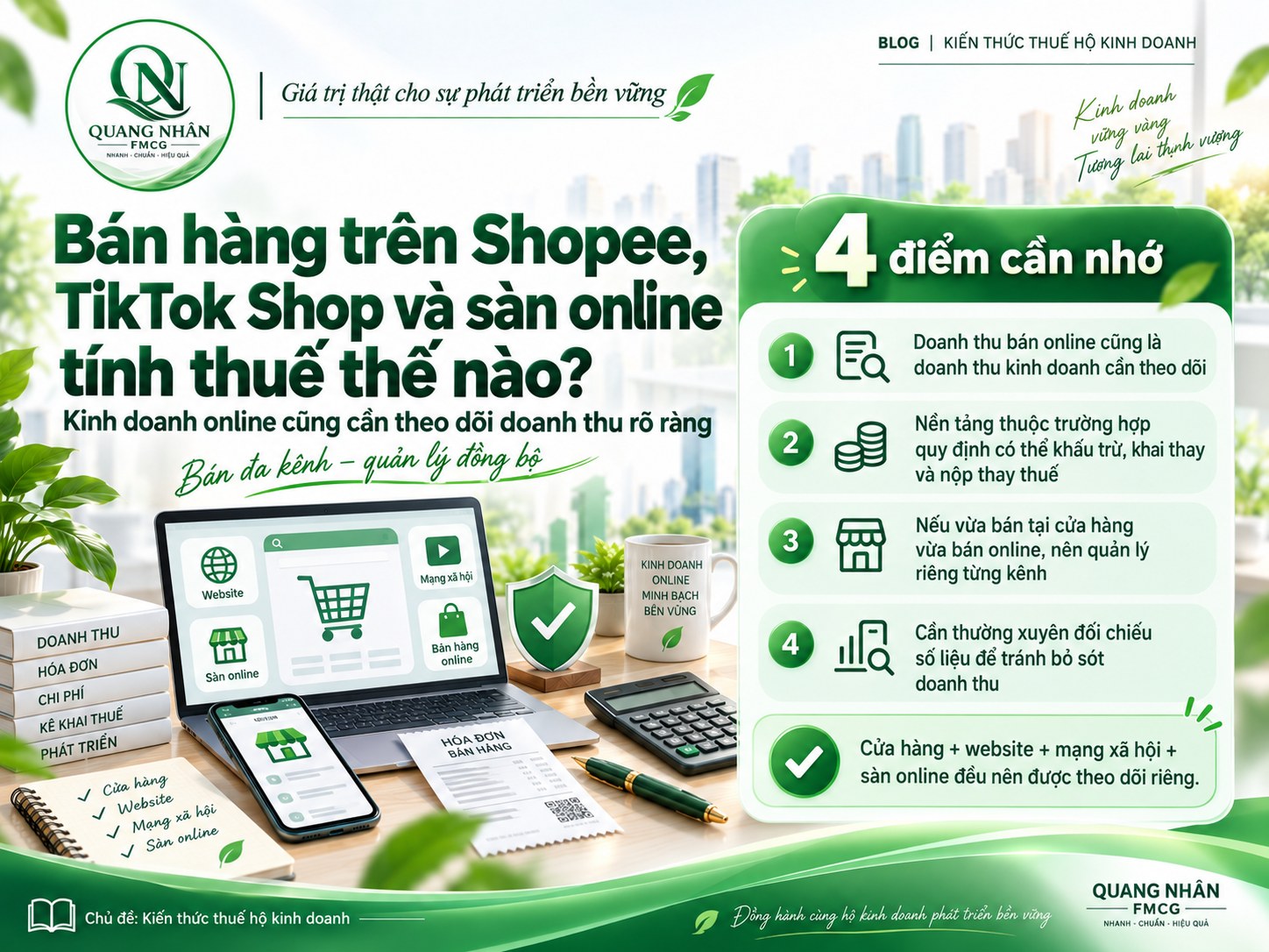 Bán hàng trên Shopee, TikTok Shop và sàn online tính thuế thế nào ?