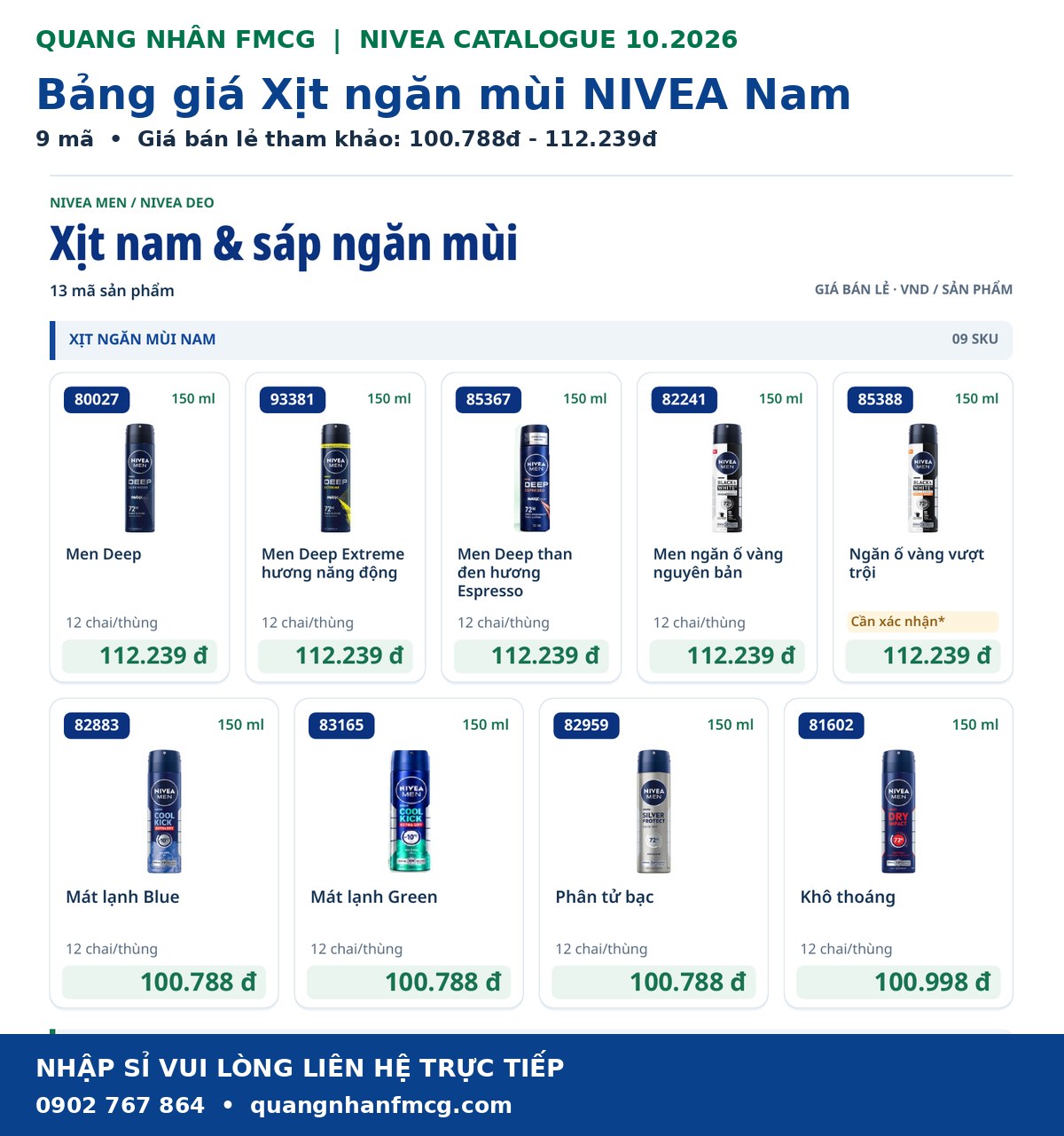 Cập nhật bảng giá xịt ngăn mùi nam nivea
