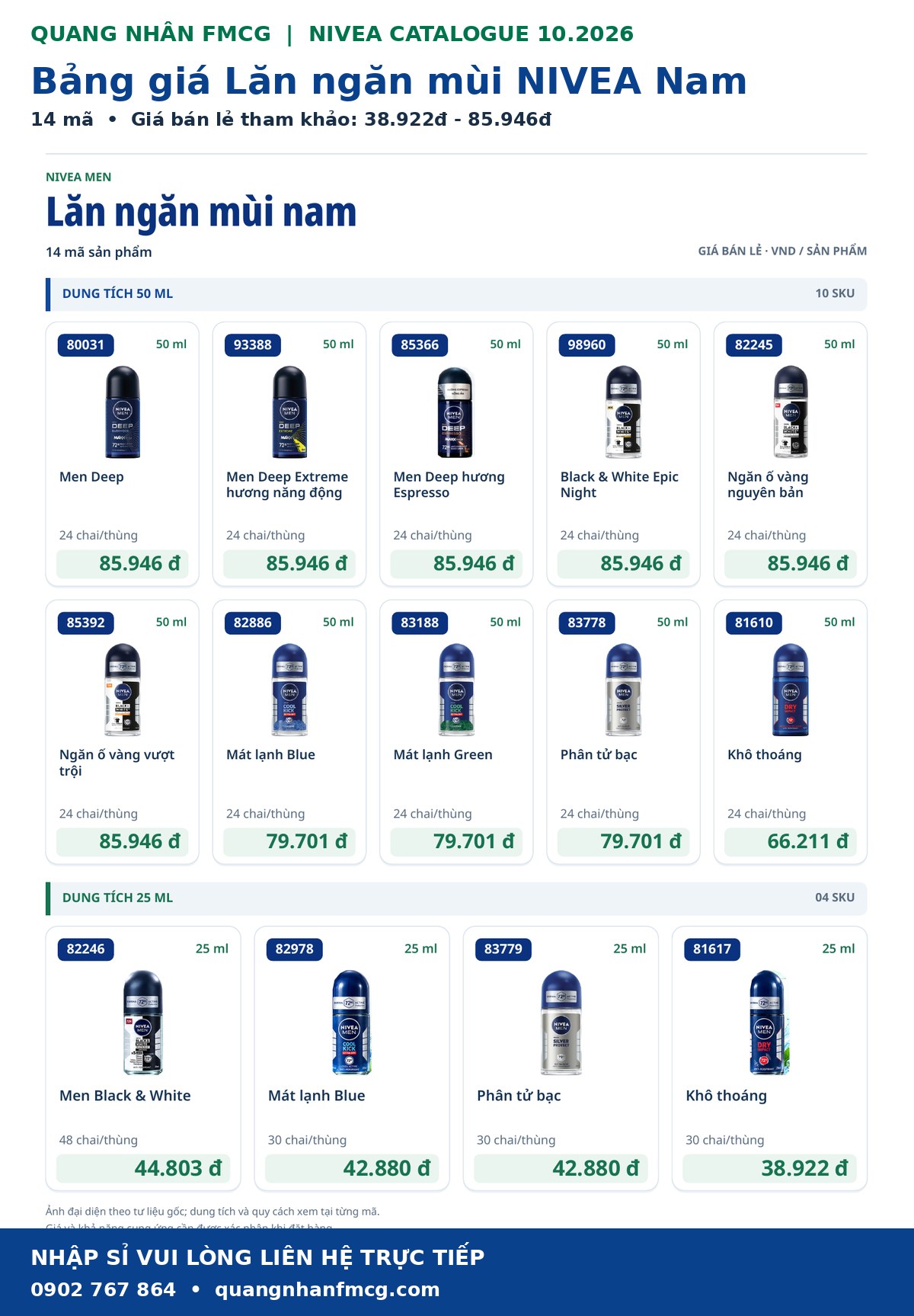 Cập nhật bảng giá lăn ngăn mùi nam nivea