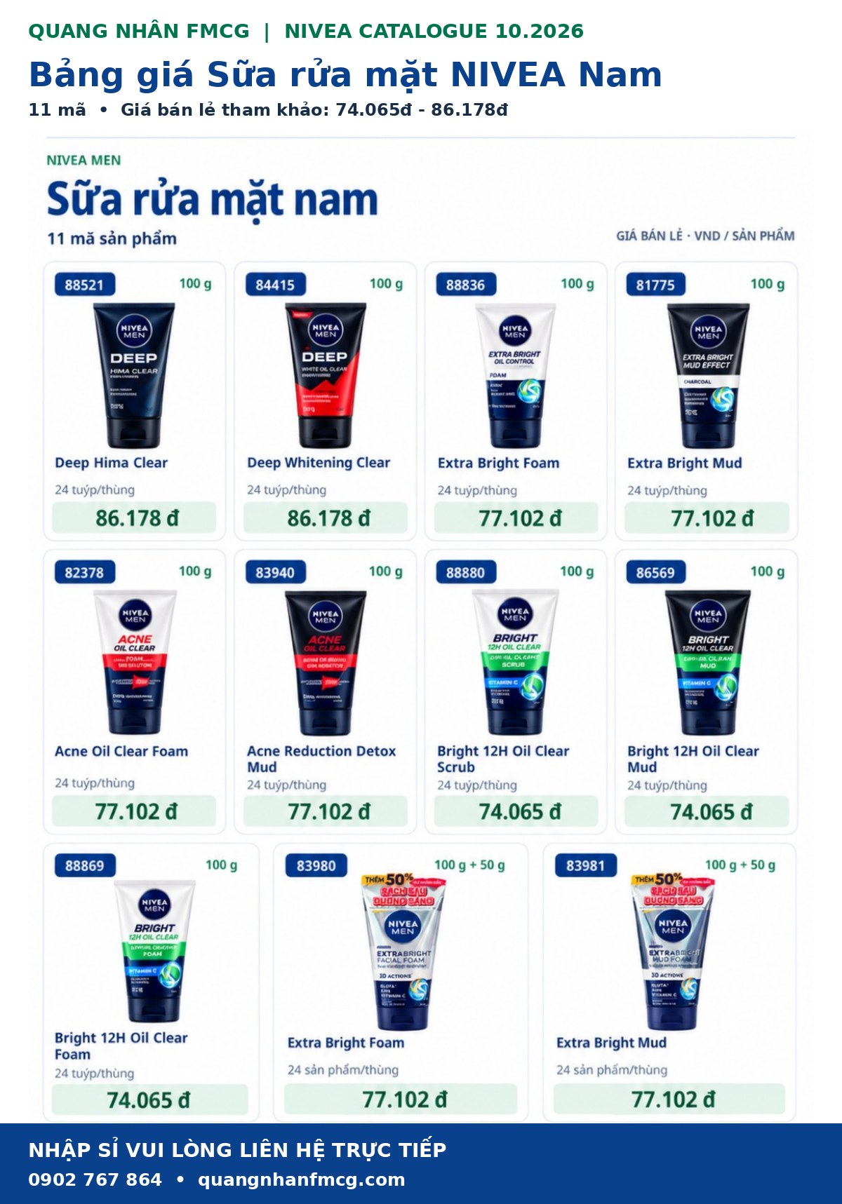Cập nhật bảng giá nivea nhóm sữa rửa mặt nam