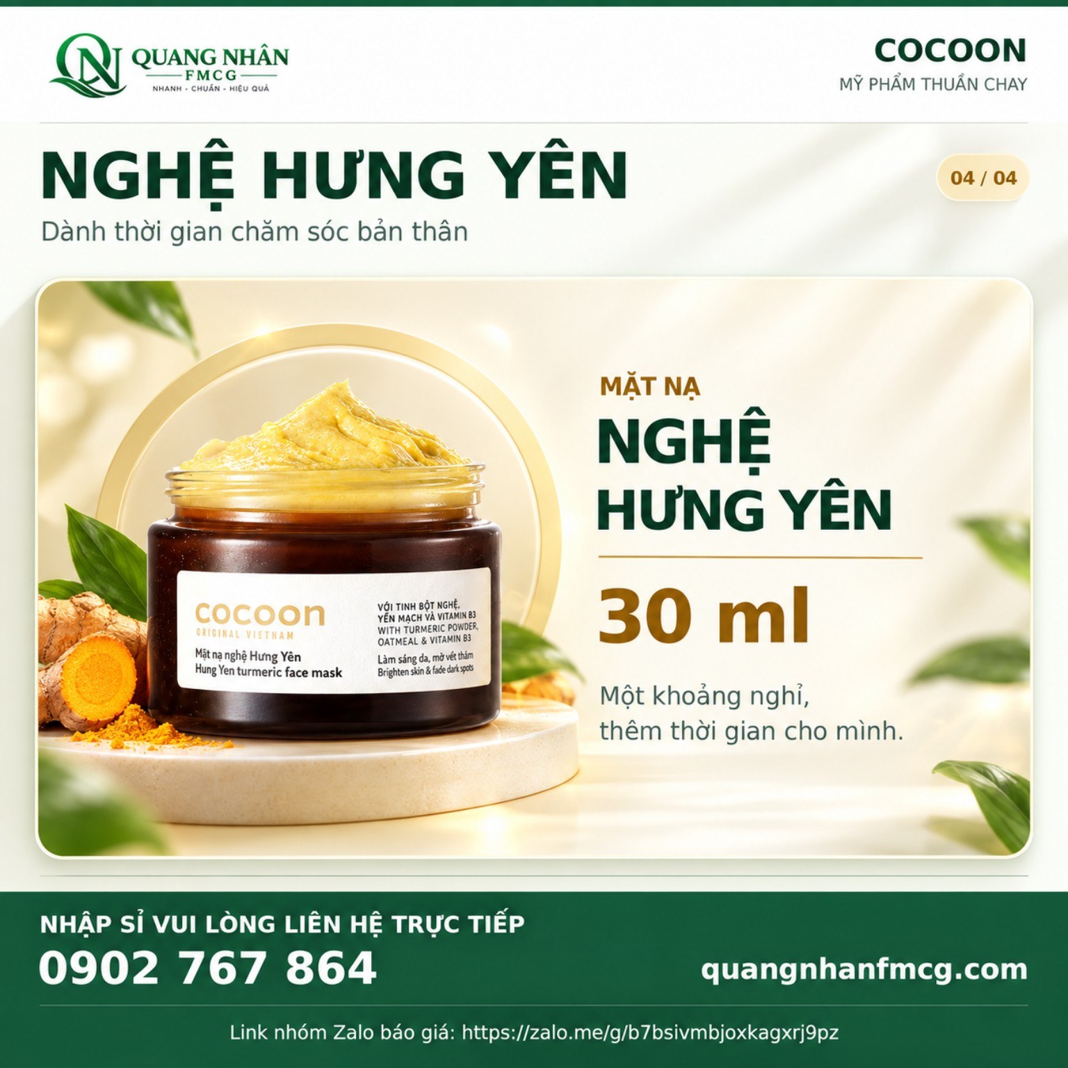 Bảng báo giá mặt nạ nghệ Hưng Yên Cocoon