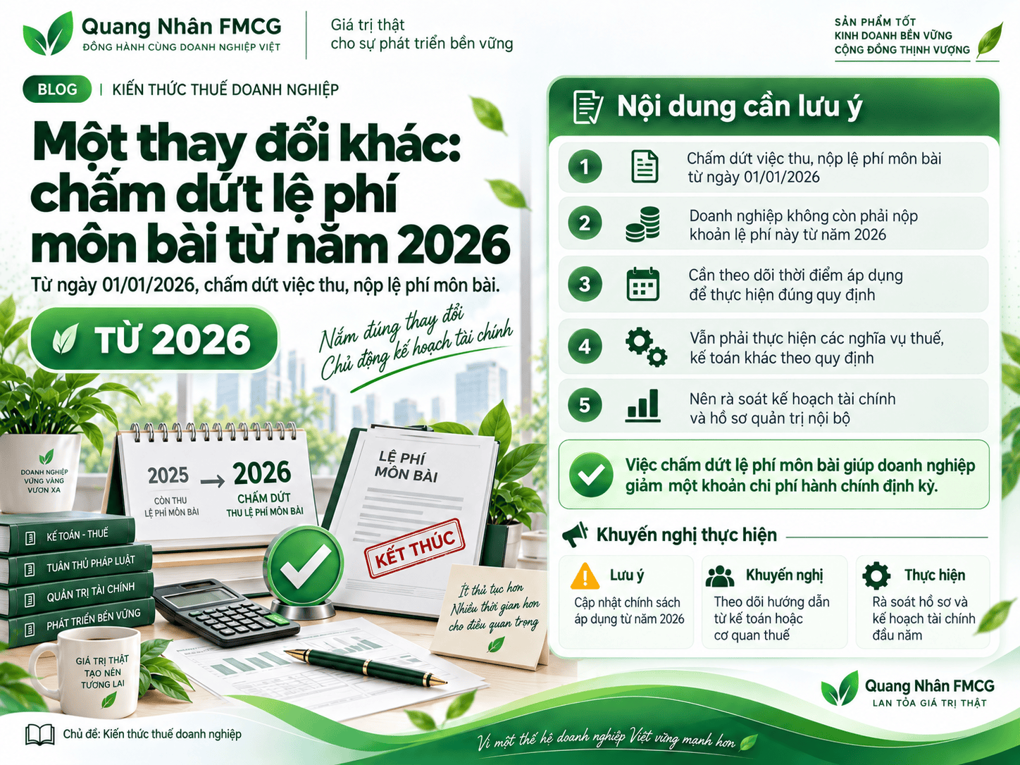 Một thay đổi khác: chấm dứt lệ phí môn bài từ năm 2026