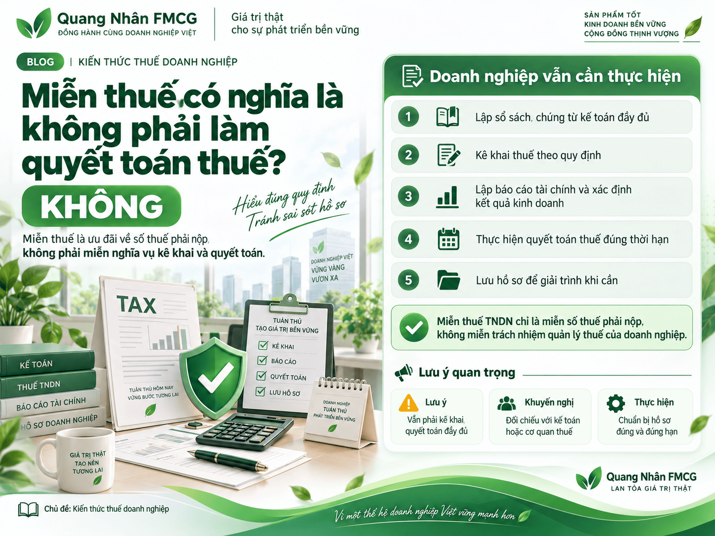 Miễn thuế có nghĩa là không phải làm quyết toán thuế?