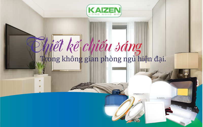 Thiết kế chiếu sáng trong không gian phòng ngủ hiện đại.
