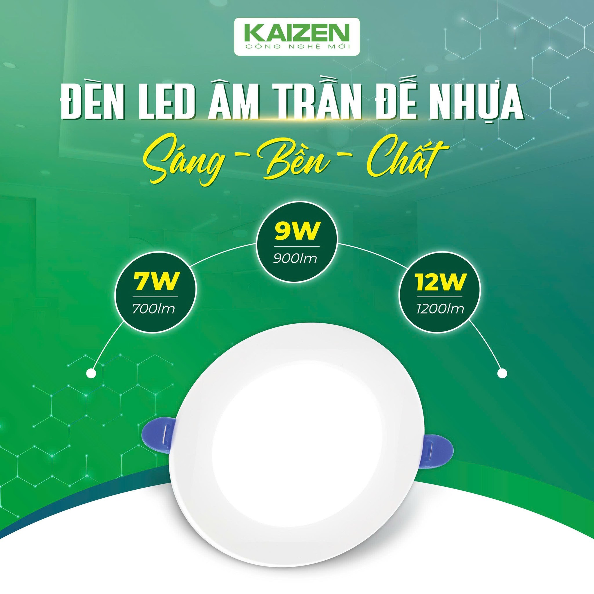 Đèn LED Âm Trần Đế Nhựa Kaizen - Sáng - Bền - Chất