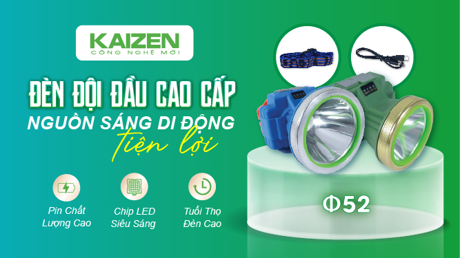 Đèn Đội Đầu Kaizen Ø52 - Giải Pháp Chiếu Sáng Di Động Tiện Lợi