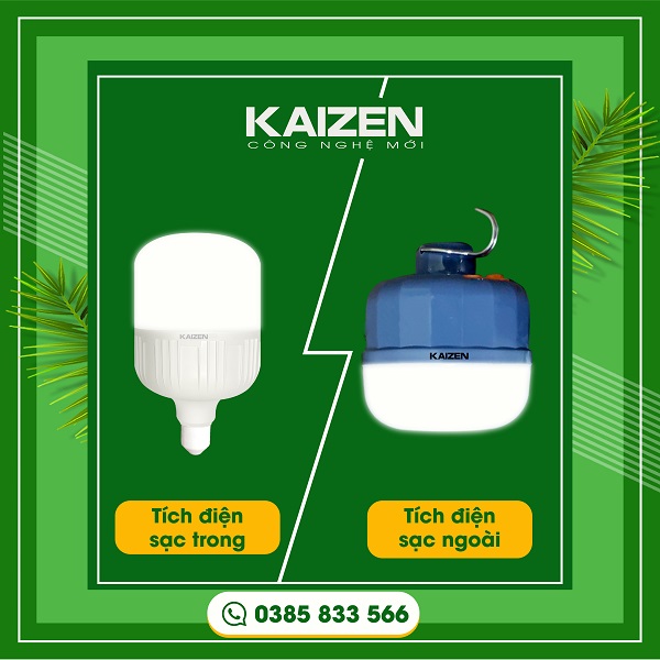 Đèn LED tích điện sạc trong và sạc ngoài Kaizen khác nhau như thế nào?