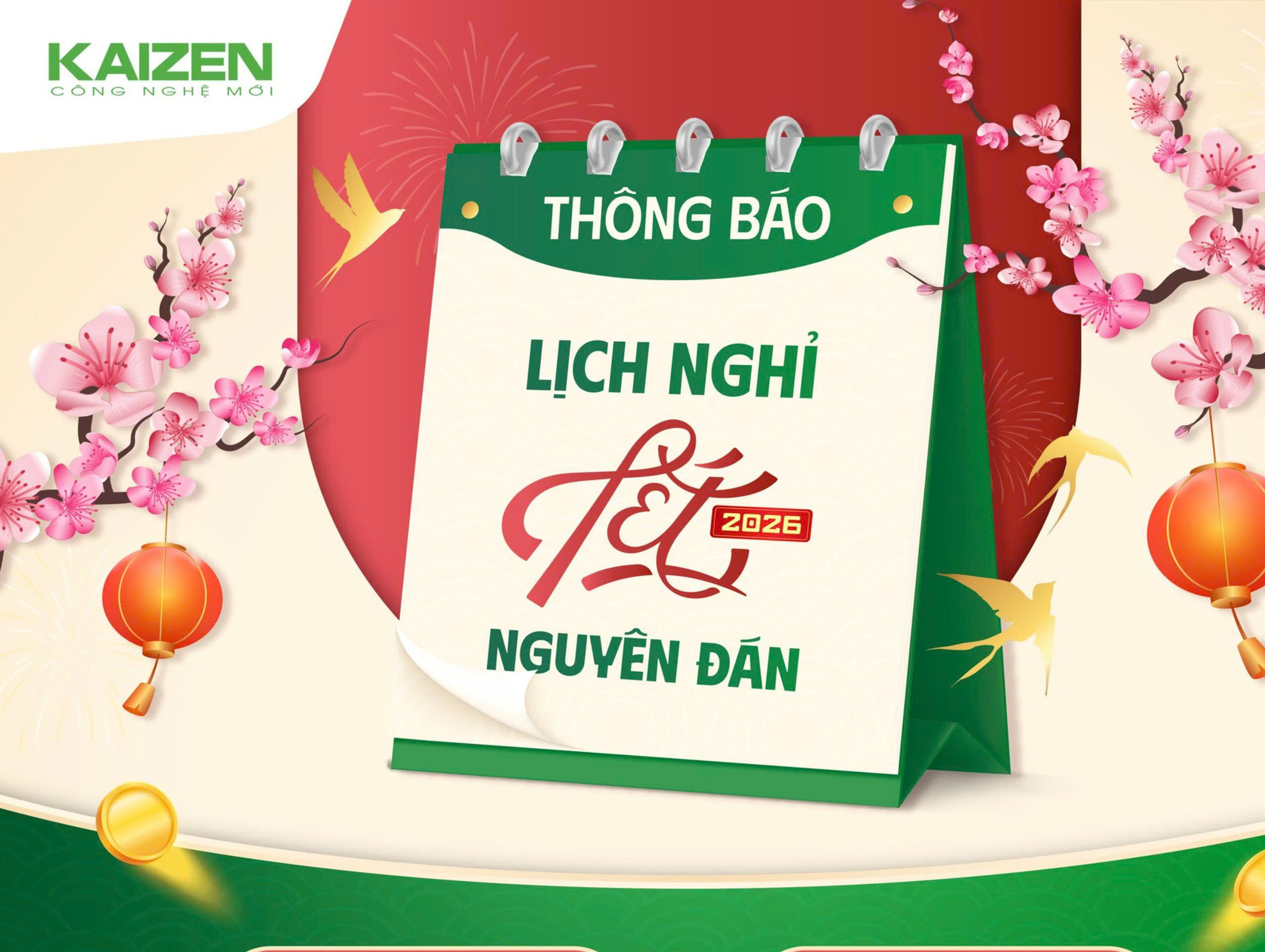 Thông báo lịch nghỉ Tết Nguyên Đán Bính Ngọ 2026