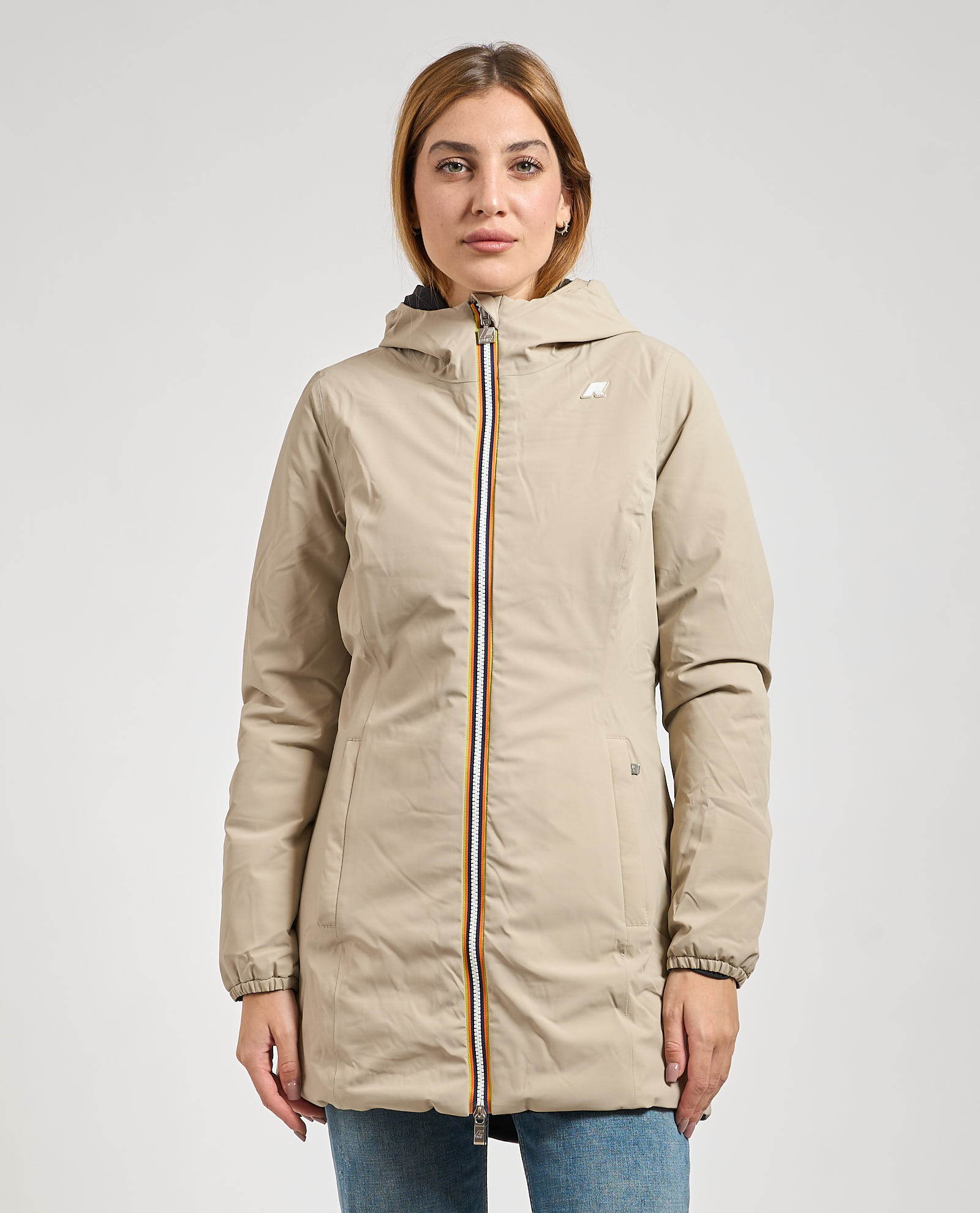 Áo khoác parka lông vũ nữ đảo chiều K-Way