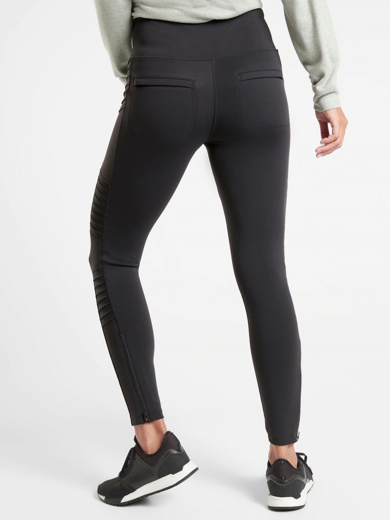 Athleta XS black Delancey Moto Tight legging pant zipper MUA