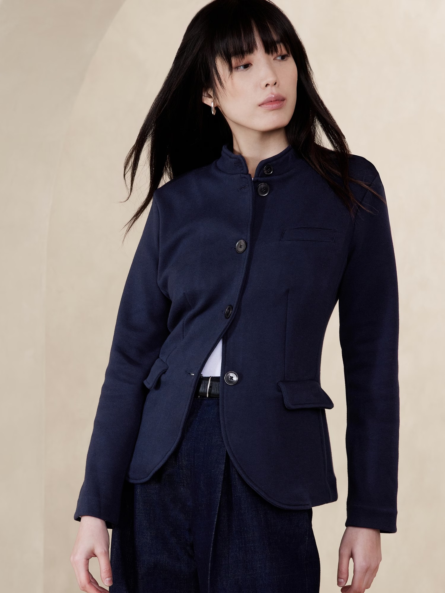 Áo khoác Nữ Band Collar Blazer Banana Republic