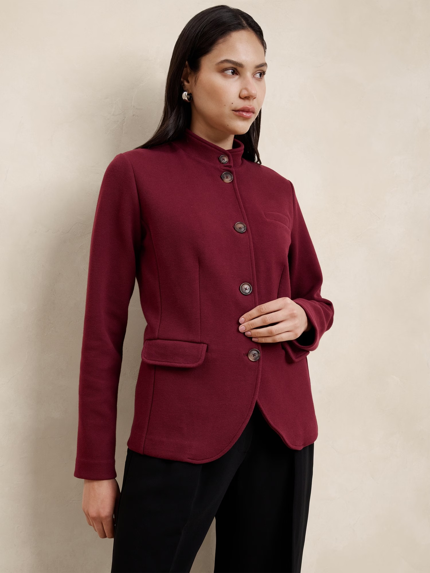 Áo khoác Nữ Band Collar Blazer Banana Republic