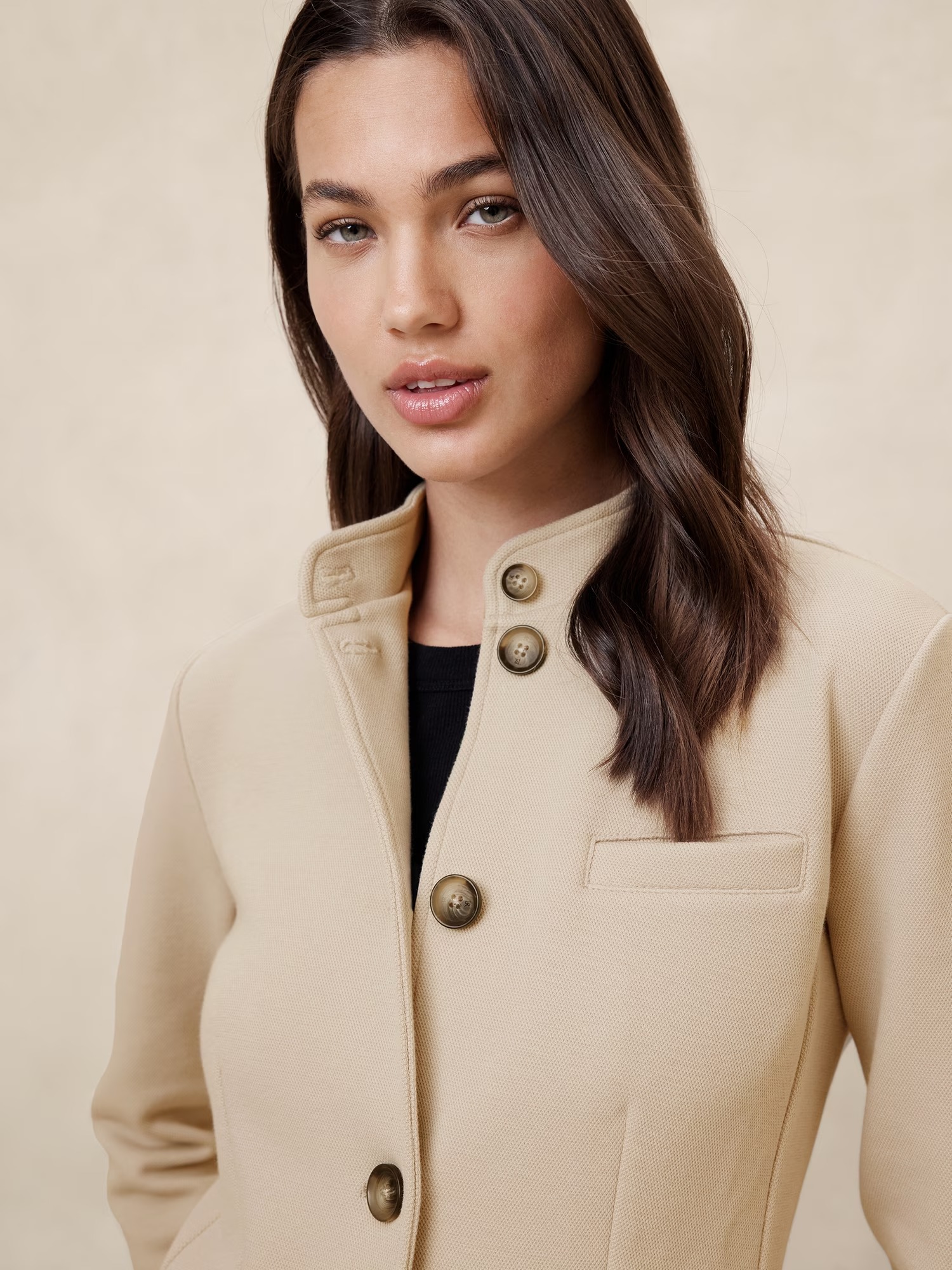 Áo khoác Nữ Band Collar Blazer Banana Republic