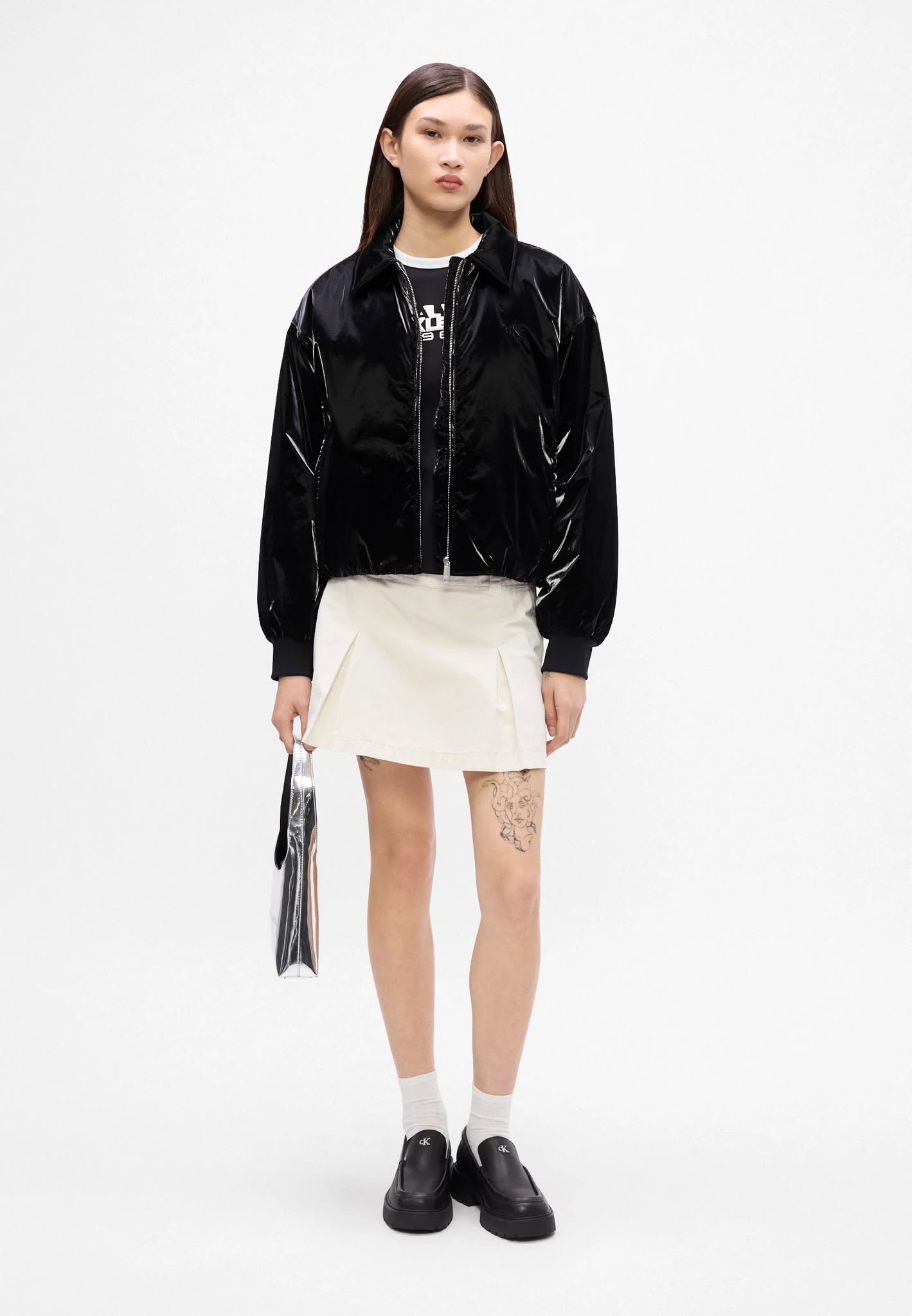 Áo khoác trần bông nữ Calvin dáng crop