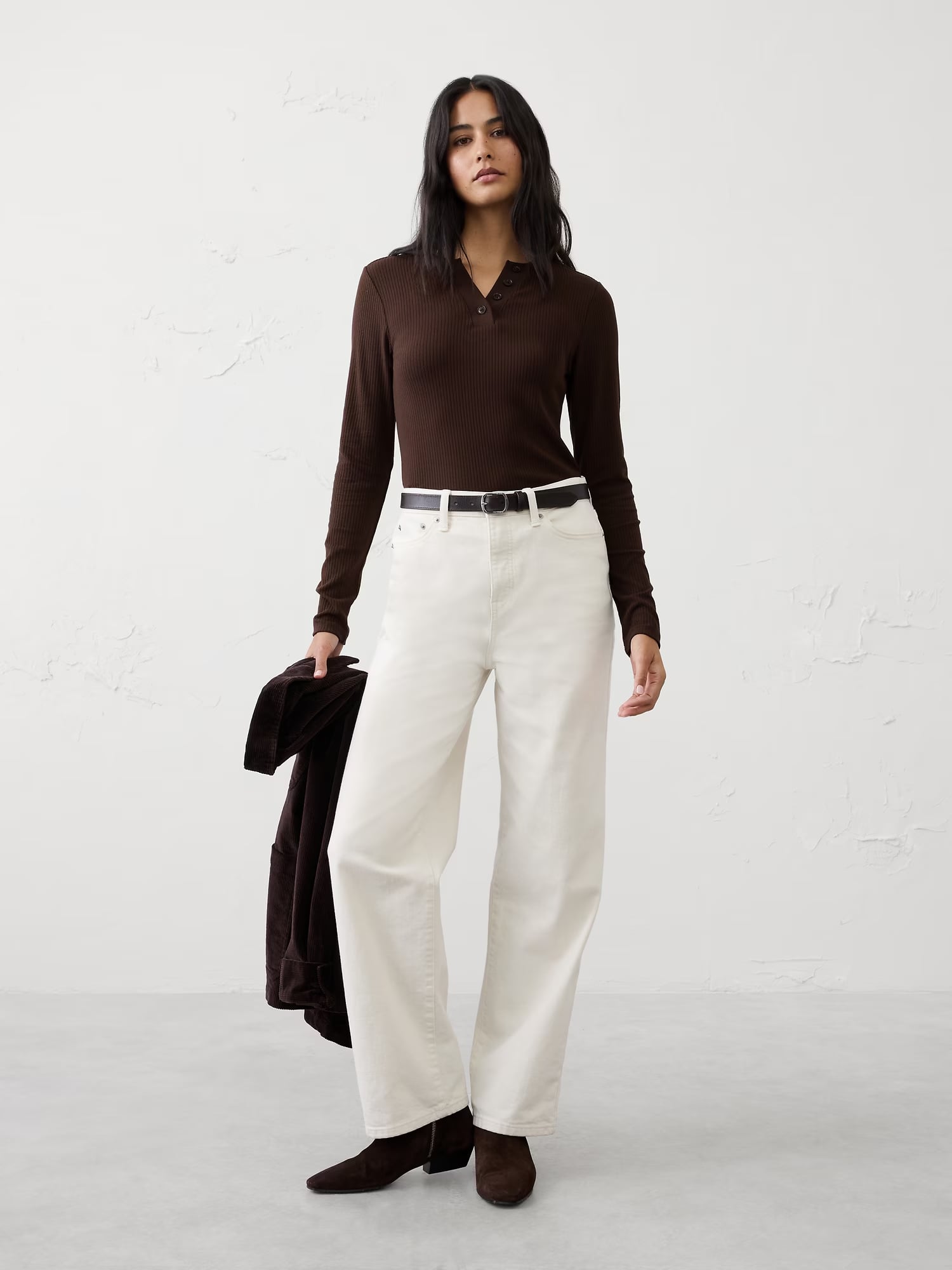 Áo dài tay nữ Banana cúc nẹp