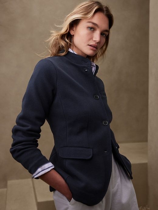 Áo khoác Nữ Band Collar Blazer Banana Republic
