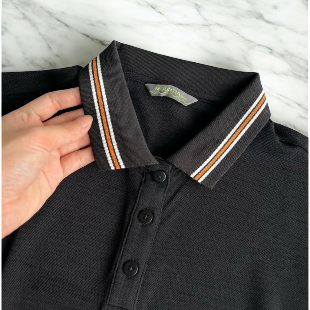 Áo Polo cộc tay nữ Mountia striped neck
