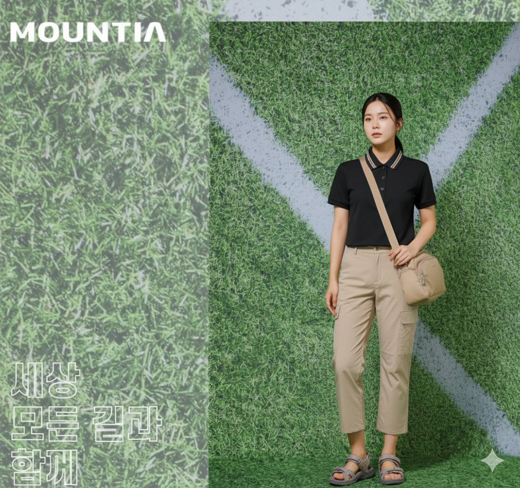Áo Polo cộc tay nữ Mountia striped neck