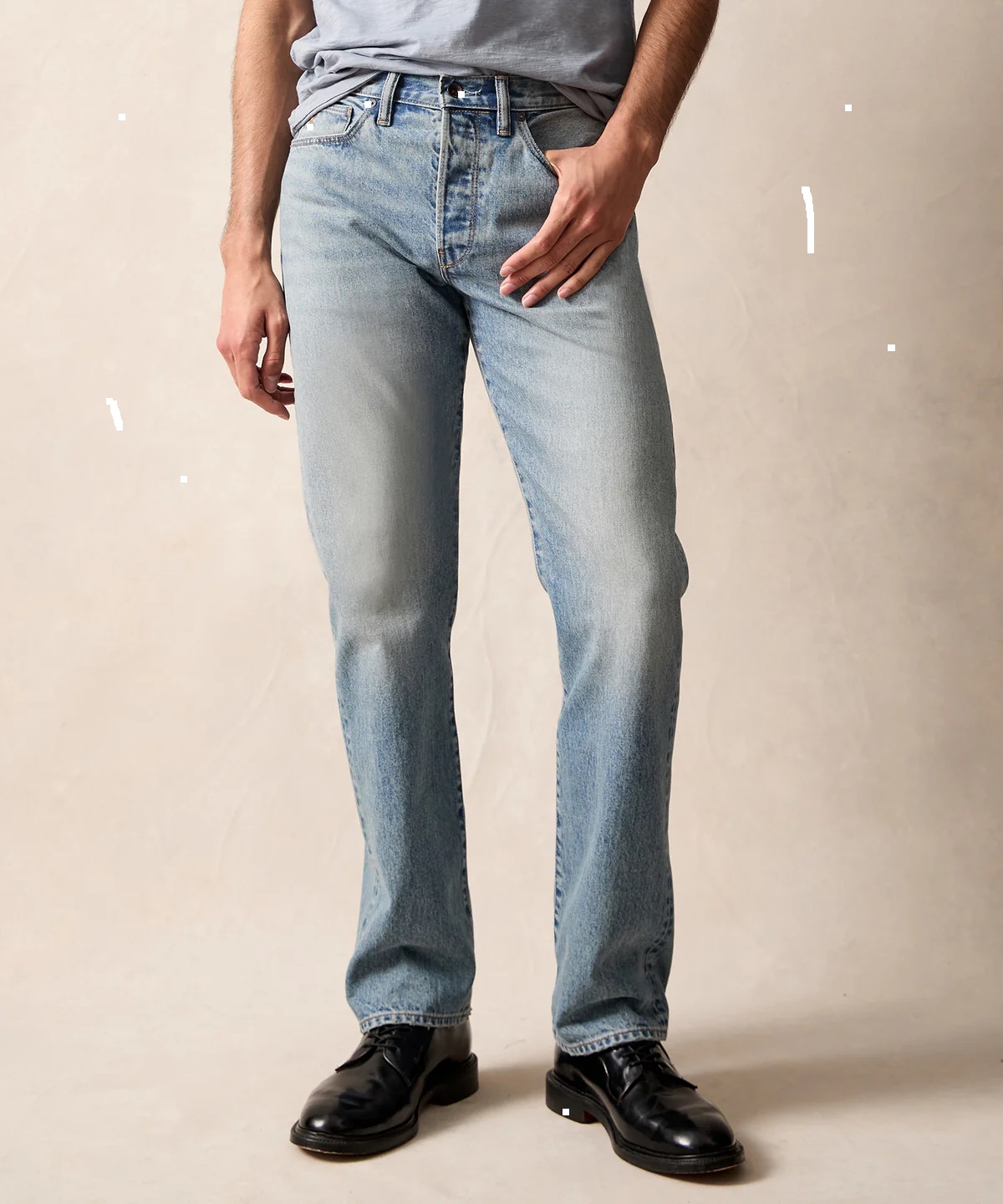 Quần Jean Straight Selvedge Destroyed T.S
