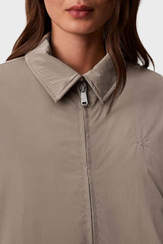 Áo khoác trần bông nữ Calvin dáng crop(logo)