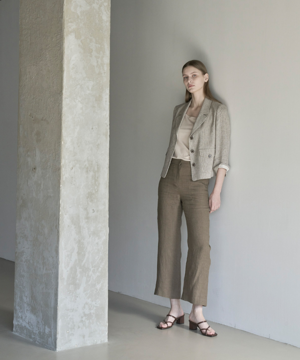 Quần ống rộng vải lanh Olivia Lauren