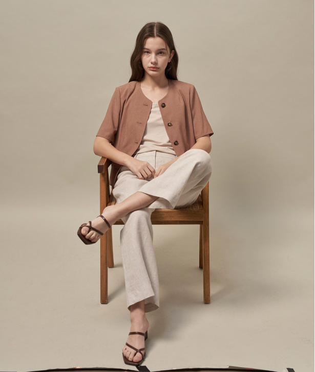 Quần ống rộng vải lanh Olivia Lauren