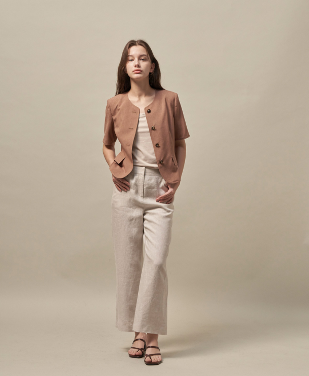 Quần ống rộng vải lanh Olivia Lauren