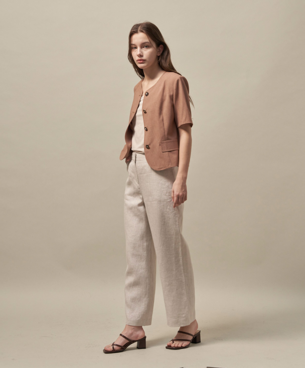 Quần ống rộng vải lanh Olivia Lauren