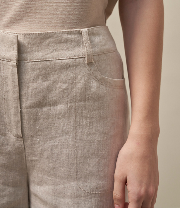 Quần ống rộng vải lanh Olivia Lauren