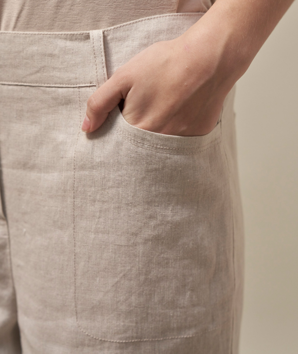 Quần ống rộng vải lanh Olivia Lauren