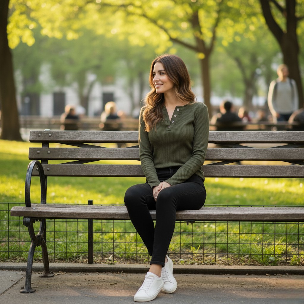 Áo dài tay nữ Banana cúc nẹp