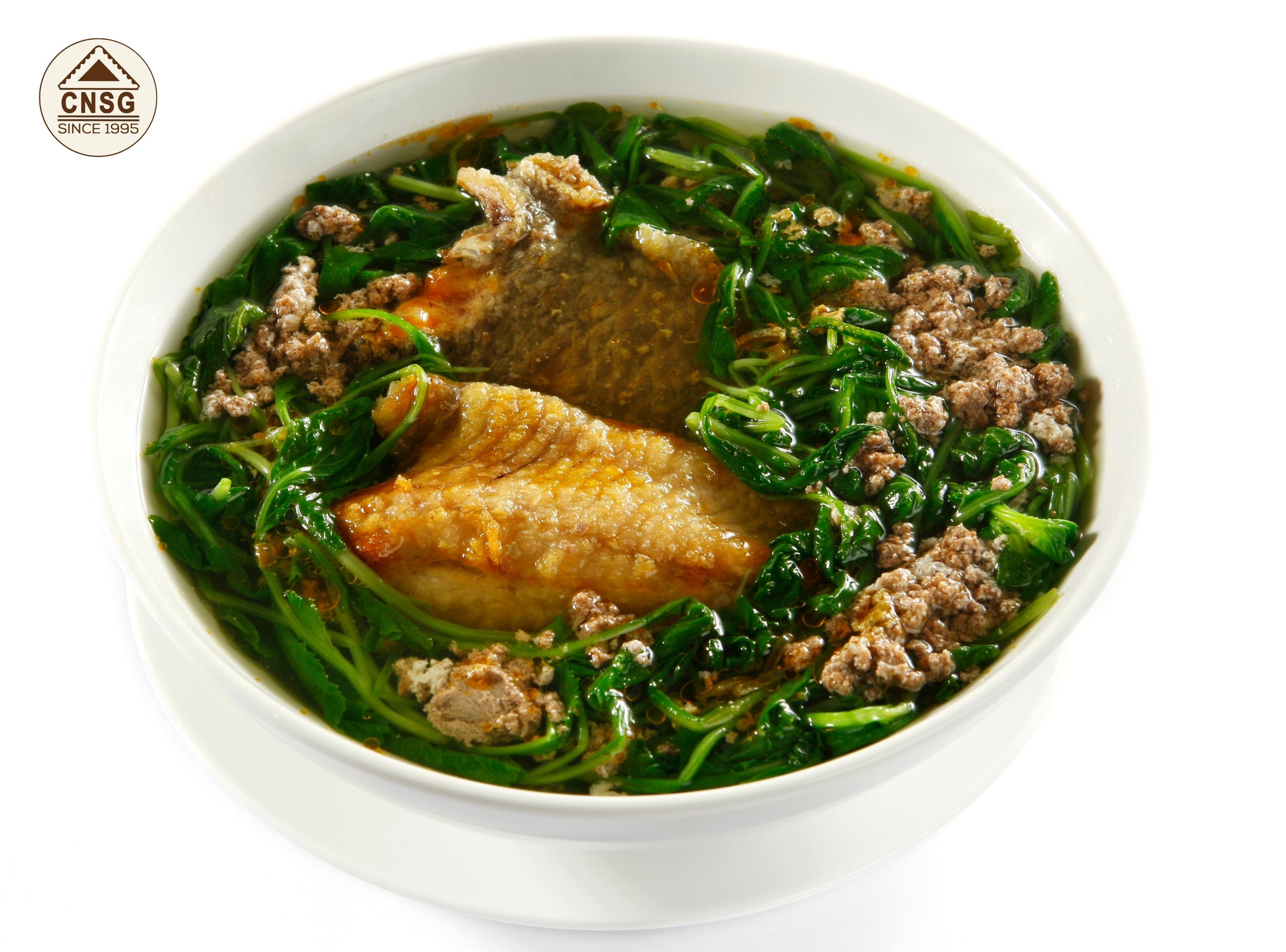 Canh cải xanh nấu cá rô