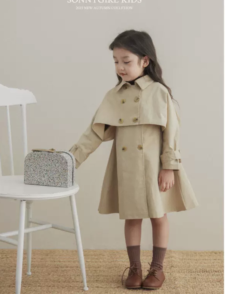 SETKID012- Set áo trendcoad màu be trẻ em VNXK