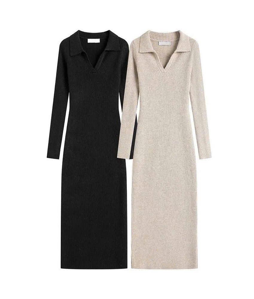 Dam186- đầm len tăm cổ đức 2 màu đen- be dáng dài 110cm