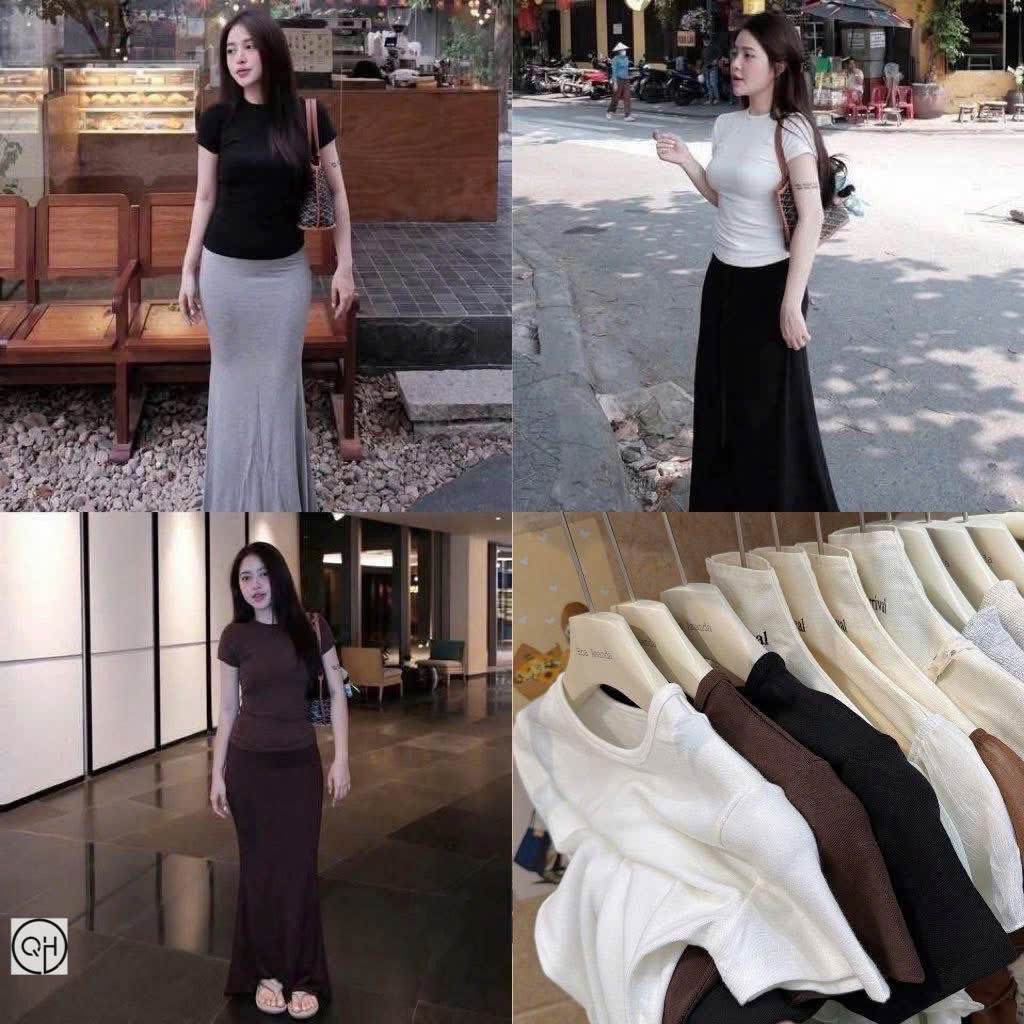 A641-Combo 3 Áo thun cộc tay cotton trắng đen nâu
