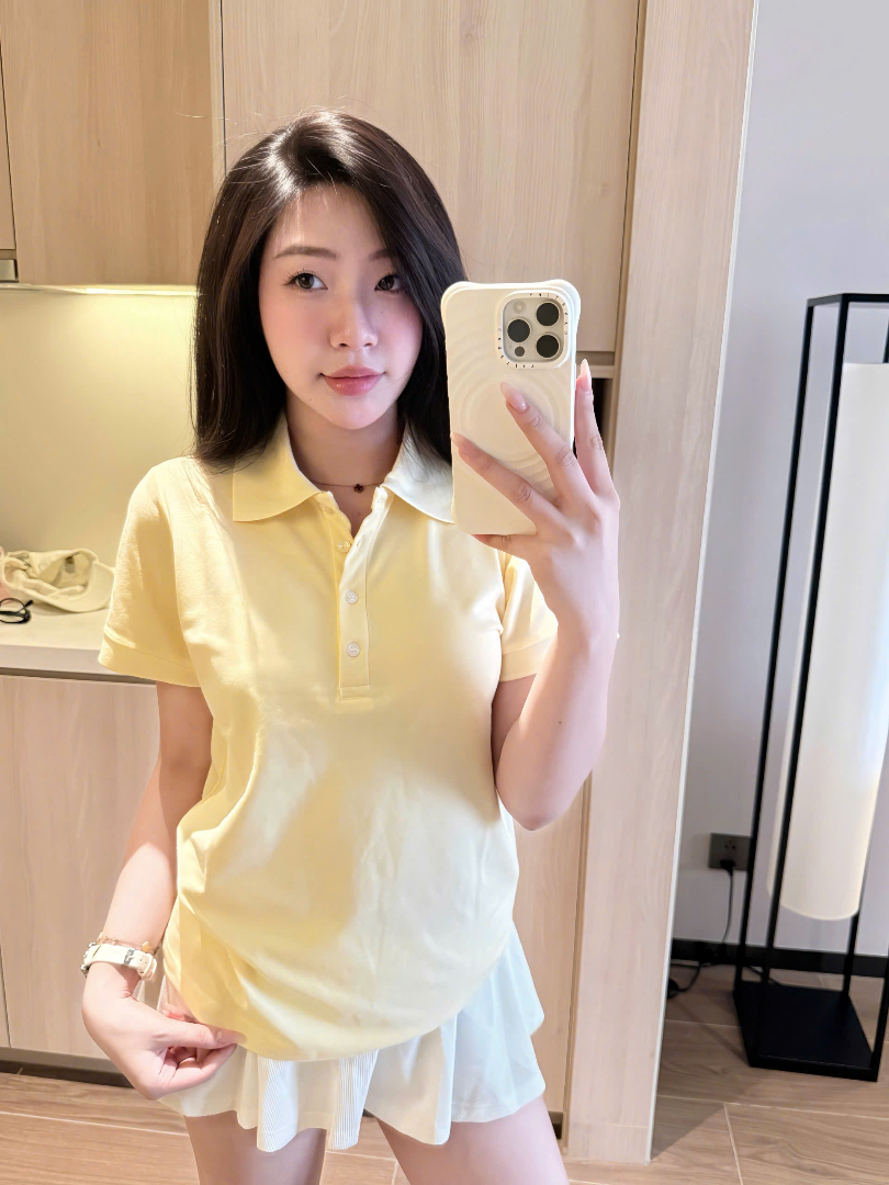 A617-Áo polo vàng thêu ngực hàng nhà máy đủ tem