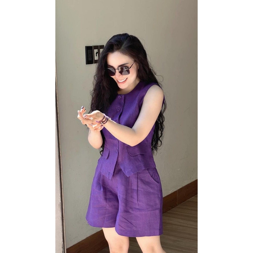 SET296-SET ÁO GILE TÍM QUẦN SHORT