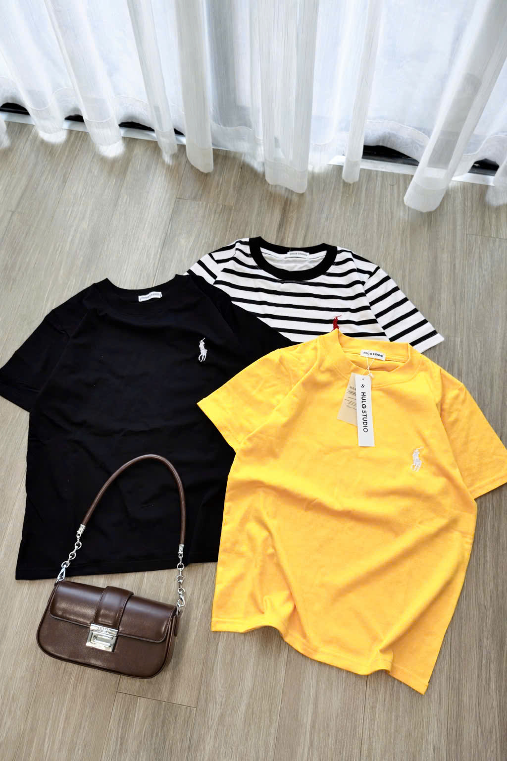 A526-COMBO 3 ÁO THUN THÊU NGỰA ĐEN VÀNG KẺ mềm mịn hot hit