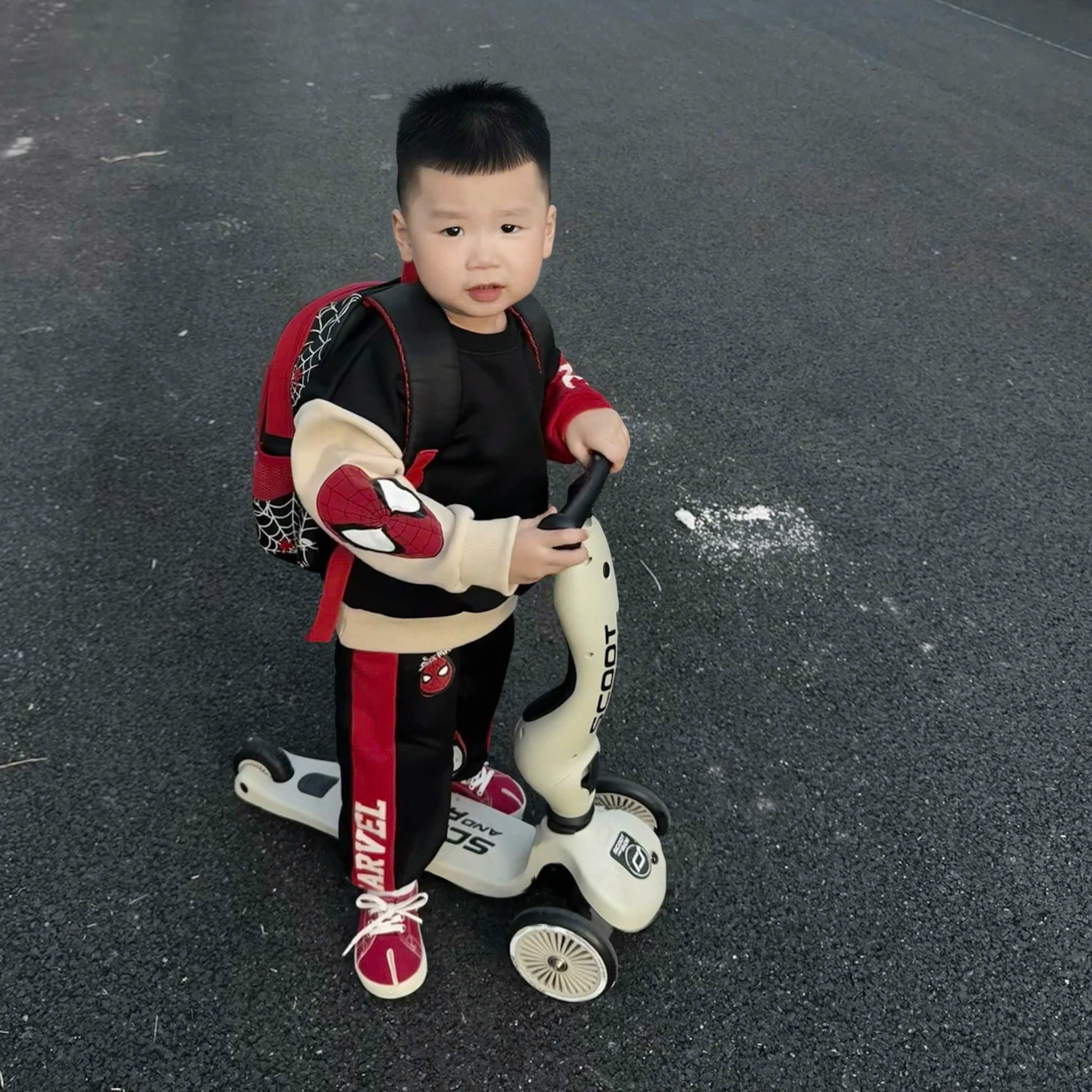 BT747-Bộ nỉ haida bé trai Marvel phối đỏ đen