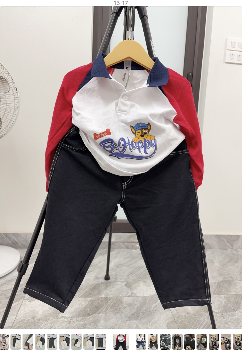 bt782- Bộ áo polo phối cứu hộ mix quần kaki màu đen