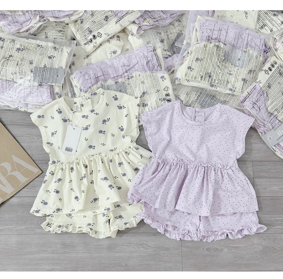 CB130-Combo 2 bộ Baby Doll be tím bé gái chất cotton