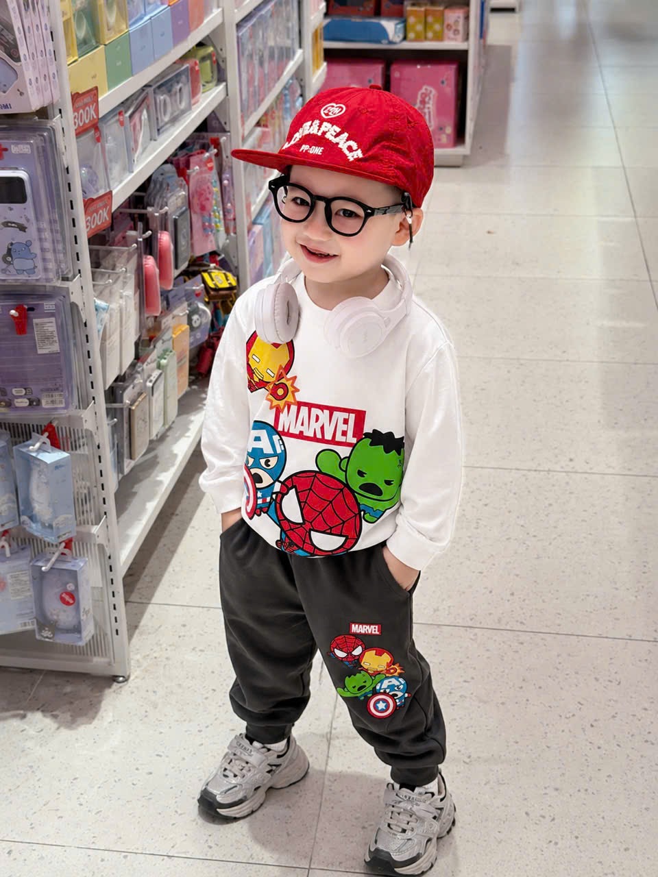 BT1009- Bộ MARVEL chất nỉ mỏng in mặt dài tay  chuẩn Minibebe