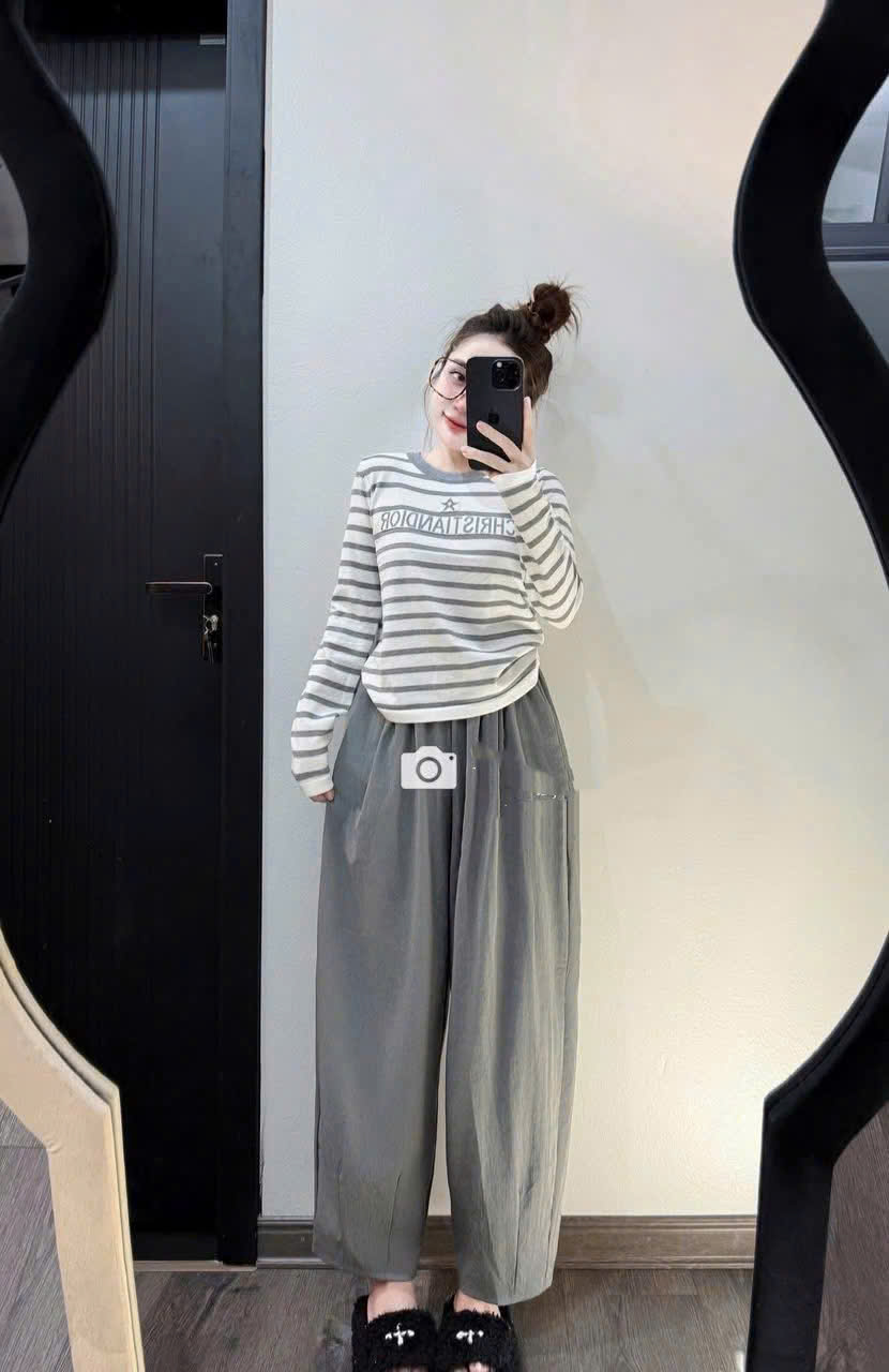 SET808- Bộ CRI áo tăm lông mix quần baggy gió màu tàn