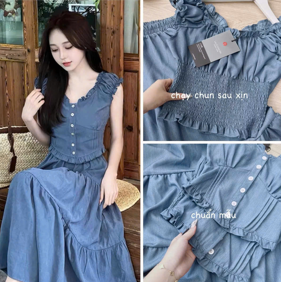 SeT982-set bồ giấy màu xanh CV mid chạy chun form thiết kế