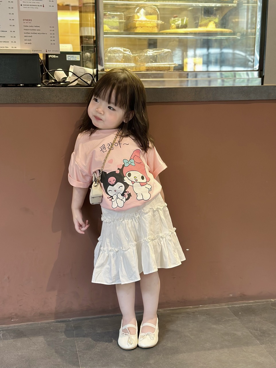 SETKID032-Set áo KUROMI mix CV ren trắng bé gái