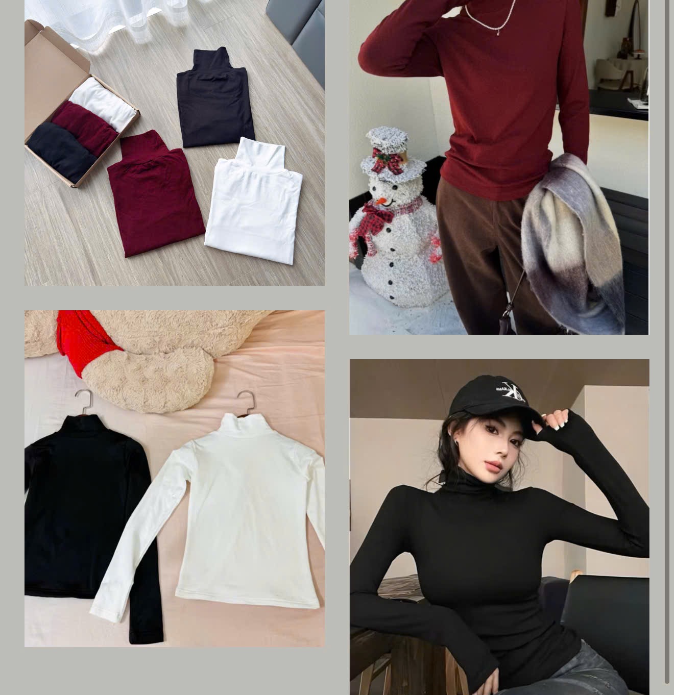 A435- Set 3 áo giữ nhiệt lót lông dài tay  đen-trắng-nâu