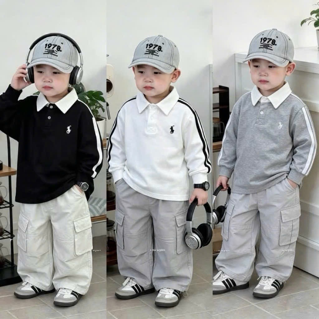 BT1031: Combo 3 áo thun polo dài tay thêu ngựa