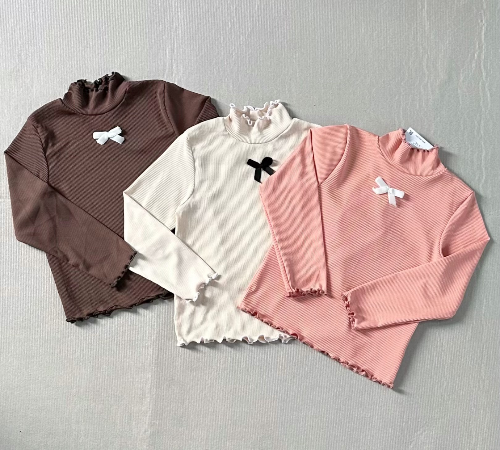 CB066- Combo 3 áo nơ ngực viền bèo trẻ em VNXK