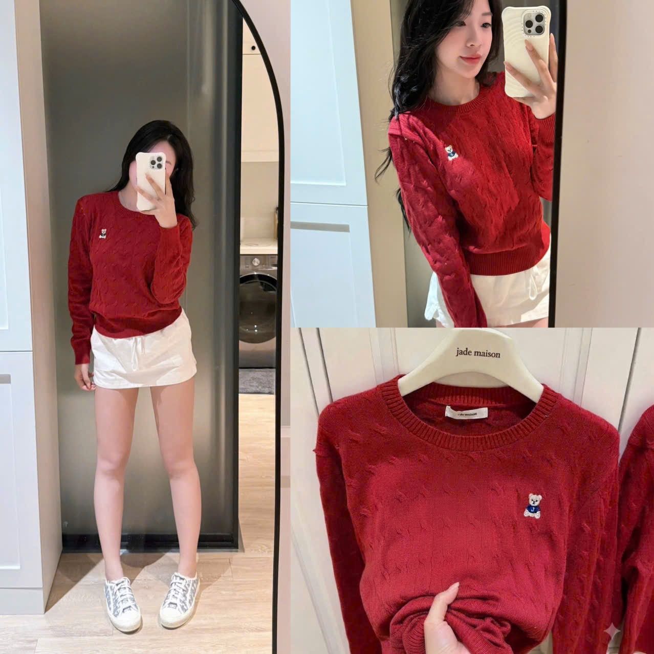 A706- Áo lên đỏ thêu GÂ ƯU mã mới dài tay