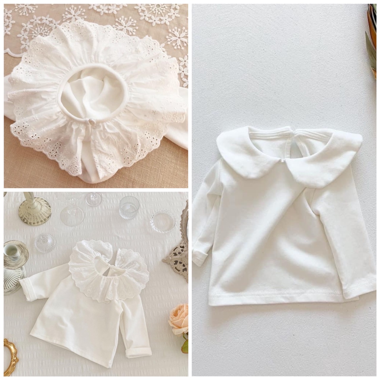 CB053- Combo 2 áo trắng dài tay basic trẻ em VNXK